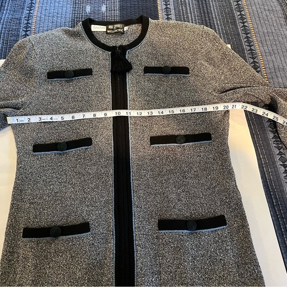 VTG Don Sayres for Wellmore Santana Knit Gray Black Blue Zip Up sweater Size 12 - Picture 14 of 15